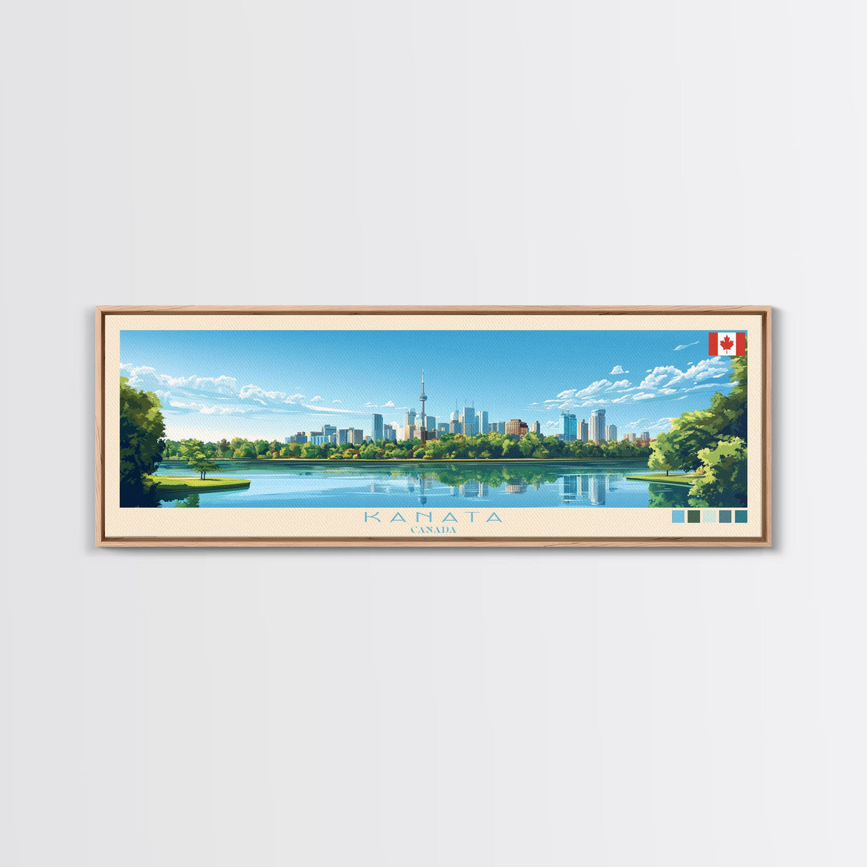 Kanata, Canada Travel Poster Panoramic Canvas Print, Kanata, Canada Painting, Canada Art, Kanata Travel Art, Guest Room Painting