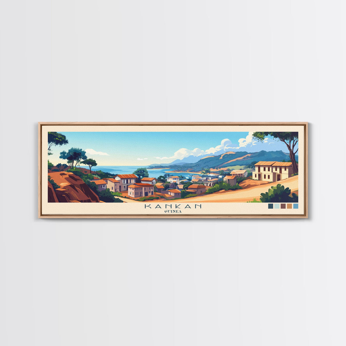 Kankan, Guinea Panoramic Travel Poster Canvas Print, Kankan, Guinea Painting, Guinea Art, Kankan Panoramic Travel Art, Travel Painting