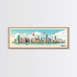 Kaohsiung, Taiwan Panoramic Travel Poster Canvas Print, Kaohsiung, Taiwan Painting, Taiwan Art, Kaohsiung Travel Art, Guest Room Painting