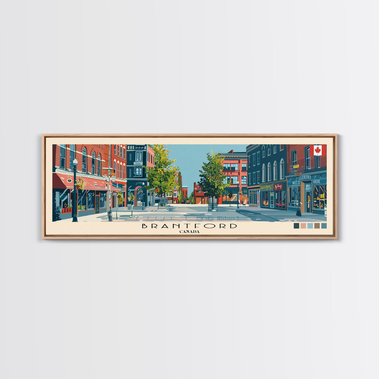 Brantford, Canada Panoramic Canvas Print, Brantford, Canada Painting, Canada Art, Brantford Travel Poster, Travel Art, Living Room Painting