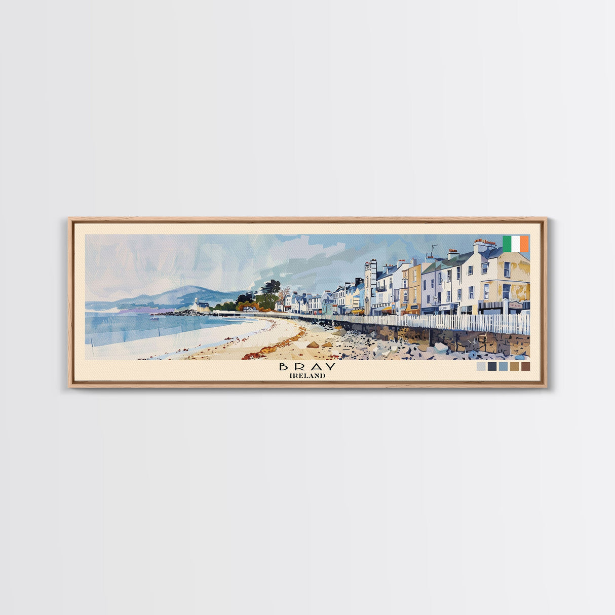 Bray, Ireland Panoramic Canvas Print, Bray, Ireland Painting, Ireland Art, Bray Travel Poster, Travel Art, Guest Room Painting