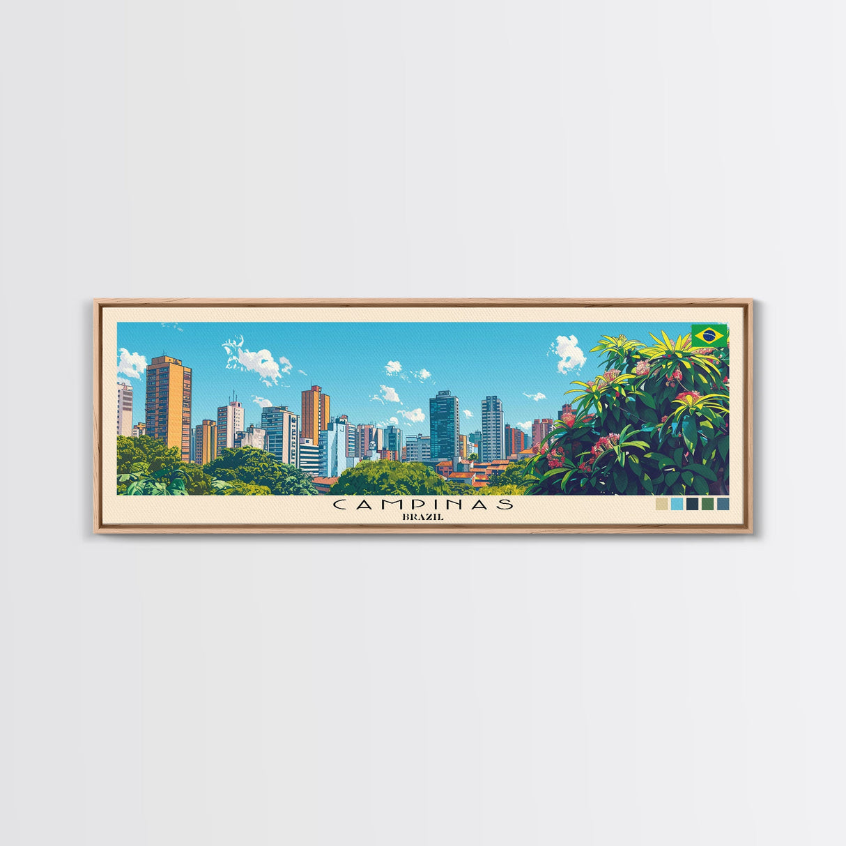 Campinas, Brazil Panoramic Canvas Print, Campinas, Brazil Painting, Brazil Art, Campinas Travel Poster, Travel Art, Housewarming Gift