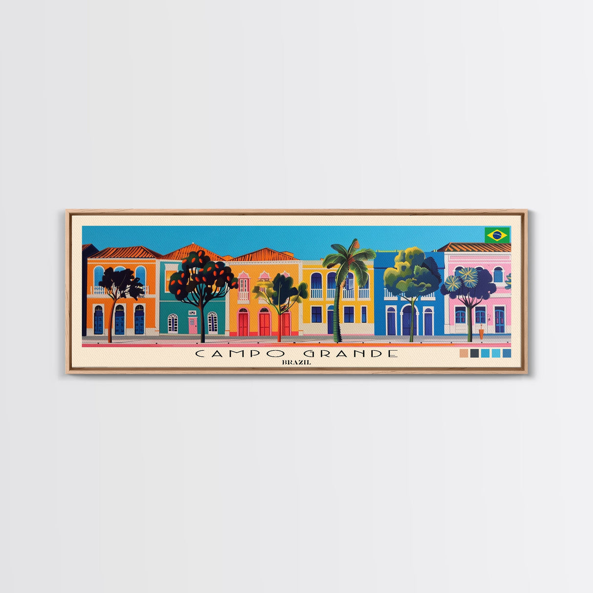 Campo Grande, Brazil Panoramic Canvas Print, Campo Grande, Brazil Painting, Brazil Art, Campo Grande Travel Poster, Travel Art, Guest Room Painting