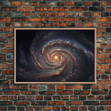 Watercolor of a distant spiral galaxy, framed canvas print, framed space art, above couch space art