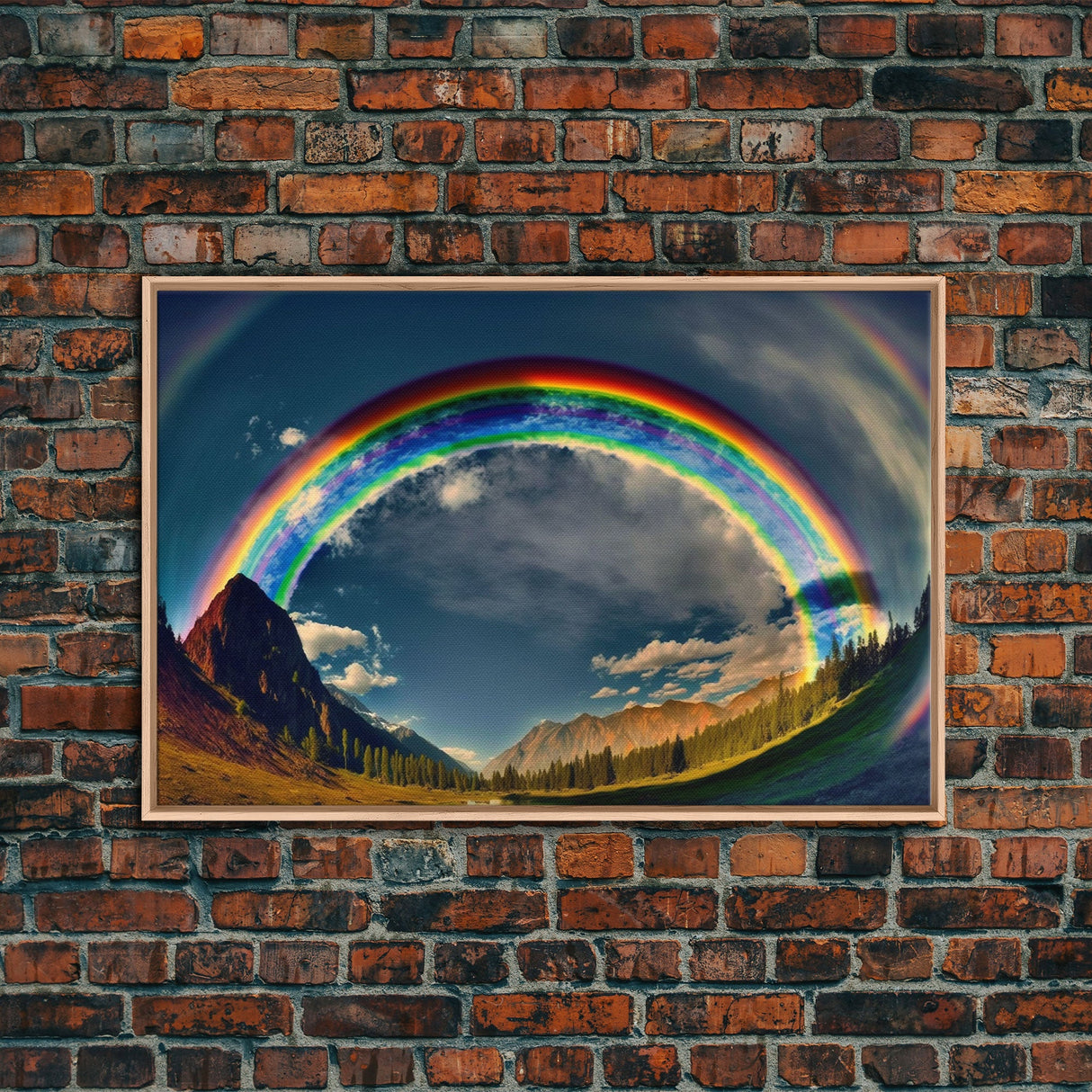Fish-Eye Rainbow, Yellowstone, Framed Canvas Print, beautiful rainbow nature art