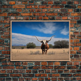 Longhorn cow canvas print, Texas longhorn art, Longhorn canvas print, Farmhouse decor, Rustic wall art, Longhorn wall decor