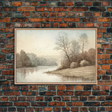 Farmhouse Wall Art, Retro / Vintage Style Landscape, Framed Canvas Print, Boho Style Minimalist Art, Framed Wall Art