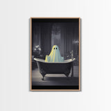 Funny Ghost In a Bathtub Halloween Decor, Halloween Art Canvas Print, Spooky Ghost Wall Art, Fall Decoration, Halloween wall decor