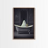 Ghost Bathroom Canvas, Dark Romantic Ghost Standing in Bathroom Creepy,  Ghost in the Bath tub Wall Art Halloween Canvas, Funny Halloween