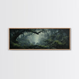 In The Forest - Ready To Hang Panoramic Foggy Pine Forest Canvas Wall Art, Nature Wall Art, Misty Green Forest Print, Modern Home Decor