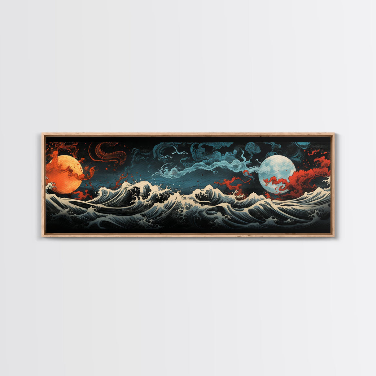 Hokusai Inspired Wall Art, Framed Canvas Print, Japanese Inspired Wall Art, Gift For Him, Minimalist Art, Wall Decor