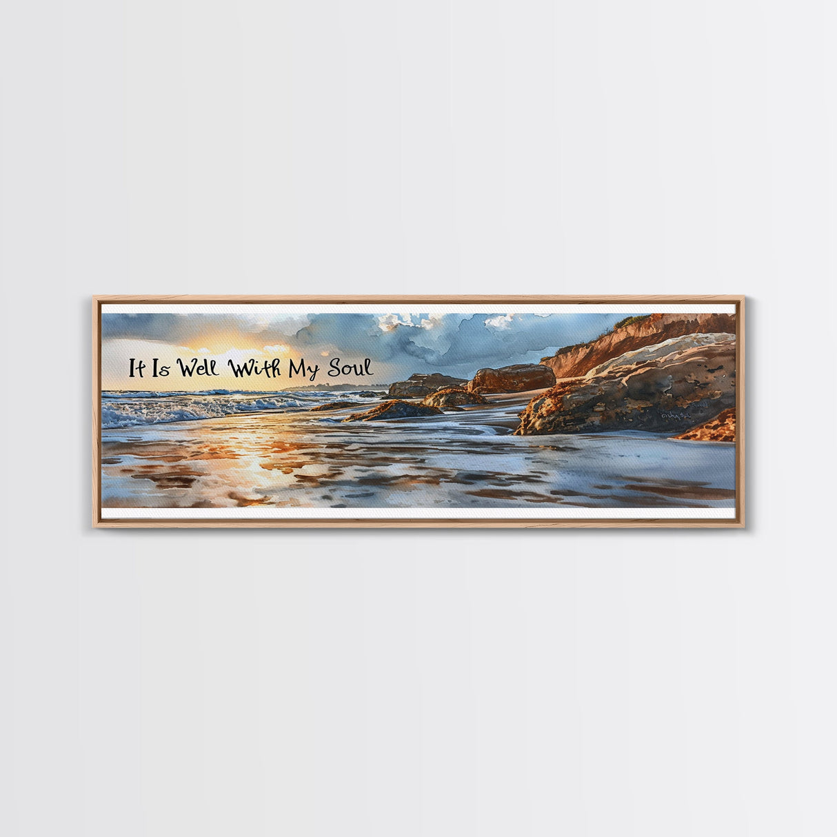 It Is Well With My Soul Beach & Coastal Canvas Wall Art, Christian Wall Art, Coastal Beach Painting, Farmhouse Beach Coastal Wall Art