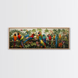 Birds Of Paradise, Parrot Print, Tropical Art, Framed Canvas Print, Beautiful Above Sofa Wall Art, Guest Room Decor