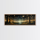 Fantasy Forest Fireflies - Framed Canvas Print - Gorgeous Fantasy Art with Glowing Lightning Bugs - Framed Wall Art for a Magical Touch