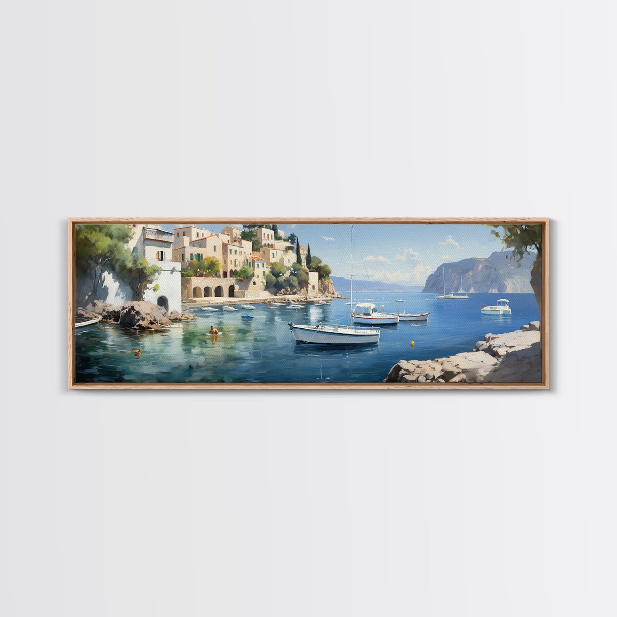 The Italian Coast - Framed Canvas Print - Beautiful Wall Art - Nautical Decor - Italian Painting Print - Sunset in Italy