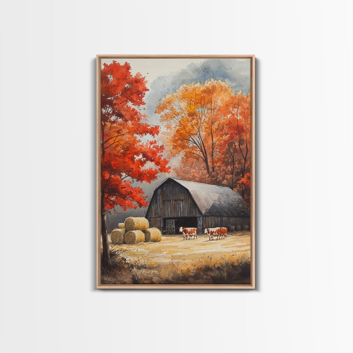 Fall Decor, Barn Amongst The Falling Leaves, Farmhouse Decor, Fall Art, Autumn Decor, Thanksgiving Seasonal Wall Art