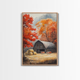 Fall Decor, Barn Amongst The Falling Leaves, Farmhouse Decor, Fall Art, Autumn Decor, Thanksgiving Seasonal Wall Art