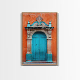 Change1 Mexican Wall Art, Colorful Mexican Door Architecture Painting Framed Canvas Print, Traditional Hacienda Architecture, Ready To Hang