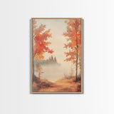Canvas Print of Serene Autumn Path with Misty Background, Fall Wall Art, Seasonal Decor, Gift Idea, Modern Farmhouse, Autumn Landscape