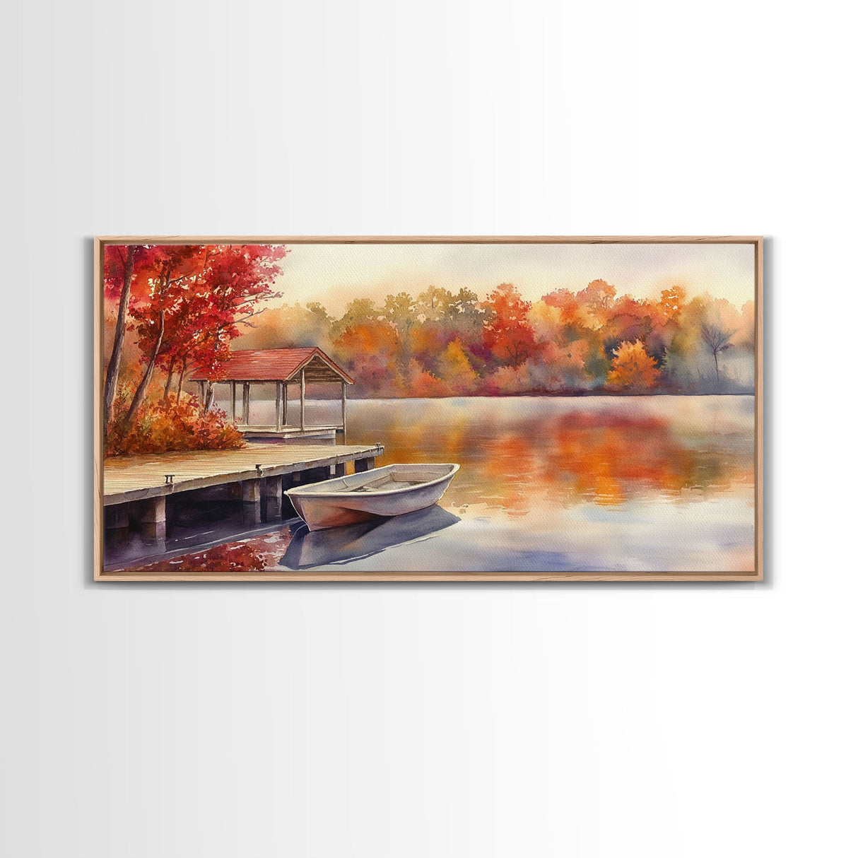 Autumn's Reflections - holiday decor, watercolor Christmas, Christmas wall art, winter wall art, holiday art gift