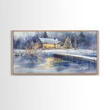 Christmas home decor, canvas print, winter landscape art, Christmas tree art, Christmas wall art, framed art, holiday wall art