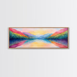 Abstract Watercolor Painting Landscape, Canvas Print, Rainbow Landscape Painting, Nursery Decor, Above Sofa Art