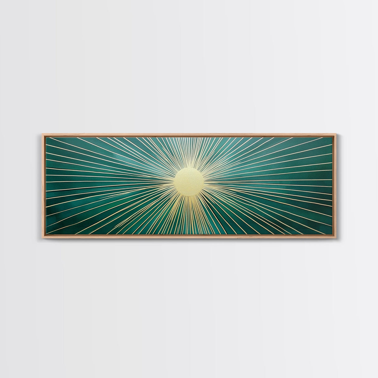 Boho Sunburst Canvas Print, Retro Vibes, Eclectic Wall Art, Large and Wide Horizontal Panoramic Framed Canvas, Minimalist Above Bed Decor