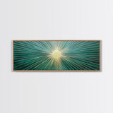 Boho Sunburst Canvas Print, Retro Vibes, Eclectic Wall Art, Large and Wide Horizontal Panoramic Framed Canvas, Minimalist Above Bed Decor