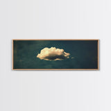 The Lonely Cloud - Framed Canvas Print - Vintage Moody Cloud Wall Art - Single Cloud In A Blue Sky - Vintage Above Bed Boho Art