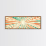 Mid Centery Modern Canvas Print - Framed MCM Style Wall Art, Orange and Green Star Burst - Art Deco Modern Art - Above Sofa Decor
