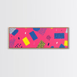 Retro 90s Style Mall Art, Framed Canvas Print, 1990s American Mall Inspired Wall Art, Retro Decor, Fuschia Pink and Blue Eye Catching Wall Art