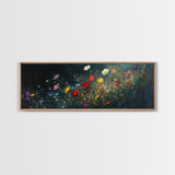 Wildflowers At Midnight Framed Canvas Print, Moody Decor, Boho Minimalist Wall Art, Modern Art, Floral or Botanical Wall Art