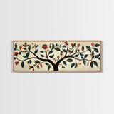 Wabi Sabi Inspired Botanical Print, Panoramic Canvas Art, Boho Style Textile Wall Art Print, Above Bed Or Sofa, Guest Room Decor