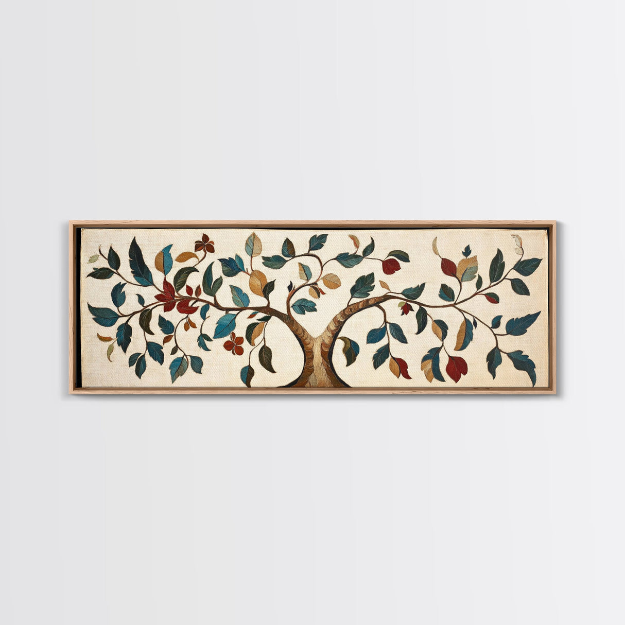 Textile Tree Print - "The Giving Tree" - Framed Canvas Print - Boho Style Wall Art