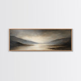 Moody Seascape Wall Art, Framed Canvas Print, Horizontal Panoramic Wall Art, Cloudy Day, Large and Wide Calm Decor, Modern Wall Art