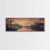 Moody Landscape Painting Print, Framed Canvas Print, Subdued Art, Dark and Stormy Landscape Painting, Panoramic Ultra Wide Wall Art