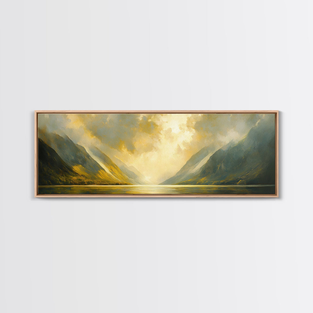 Sunset In The Valley, Framed Canvas Print, Oil Painting Landscape, Original Artwork, Wide Horizontal Art, Above Sofa Modern Art, Moody Decor