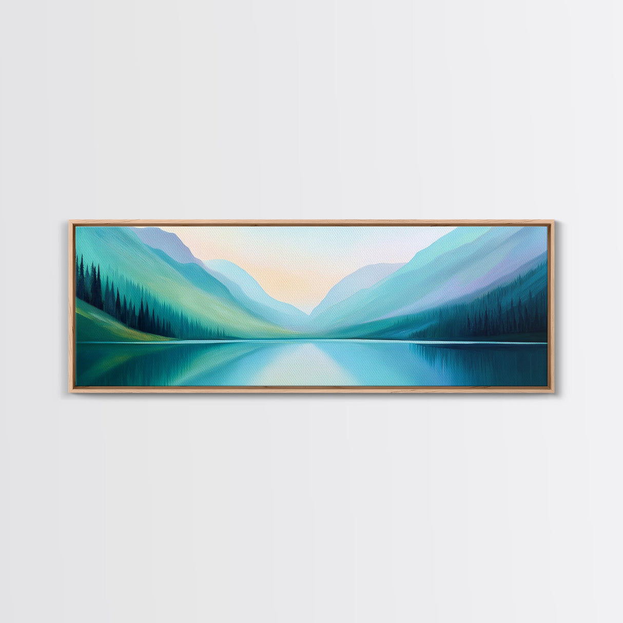 Emerald Green Landscape Painting Print, Framed Canvas Print, Original Artwork, Oil Painting Print, Landscape Wall Art, Panoramic Landscape