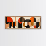 Mid-century Modern Wall Art, Framed Panoramic Art, Earth Tones, Subdued Artwork, Geometric Patterns, Above Couch or Sofa Art