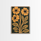 Mid-Century Modern Abstract Floral Canvas Wall Art Print With Wood Frame, Home Decor, Modern Farmhouse Flower Market Decor