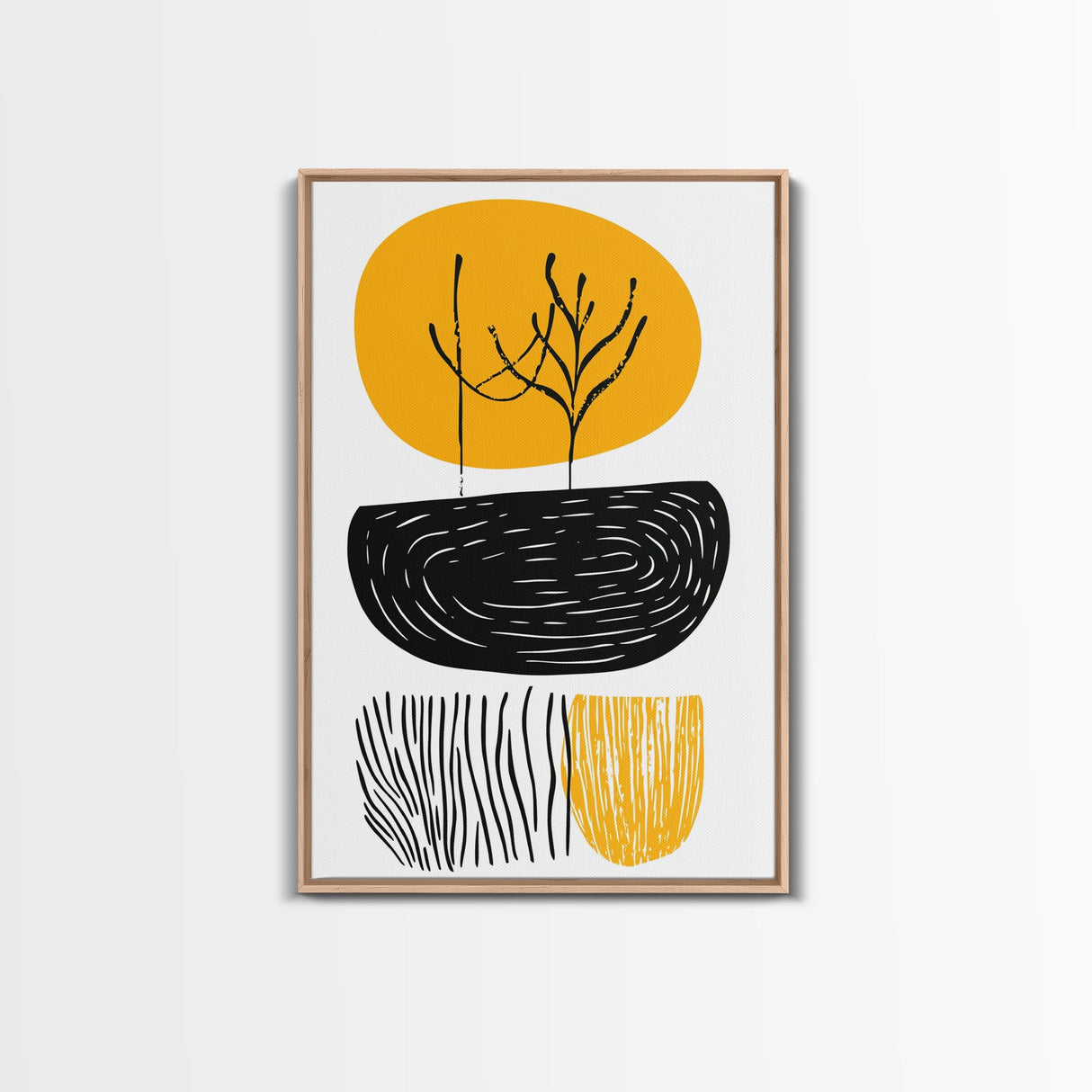 Mid Century Abstract Wall Art, Neutral Art, Gold and Black Wall Art, Boho Style Home Decor, Abstract Art, Modern Home Decor