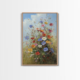Botanical Wall Art | Oil Painting Botanical Print on Canvas | Wood Framed Boho Farmhouse Print | Large Wall Art | Oversized Wall Decor
