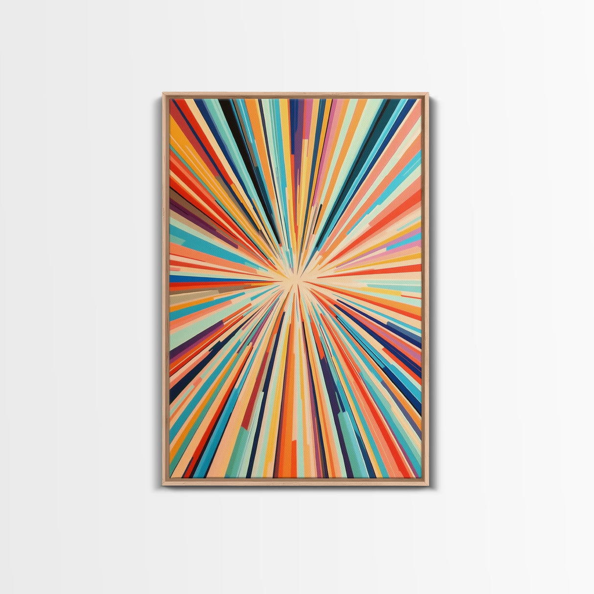 Mid Century Modern Art - Light Speed Tunnel - Vertical Tall Narrow Wall Art - Retro Loft Art - Large Wall Art Painting - Geometric Abstract MCM Art