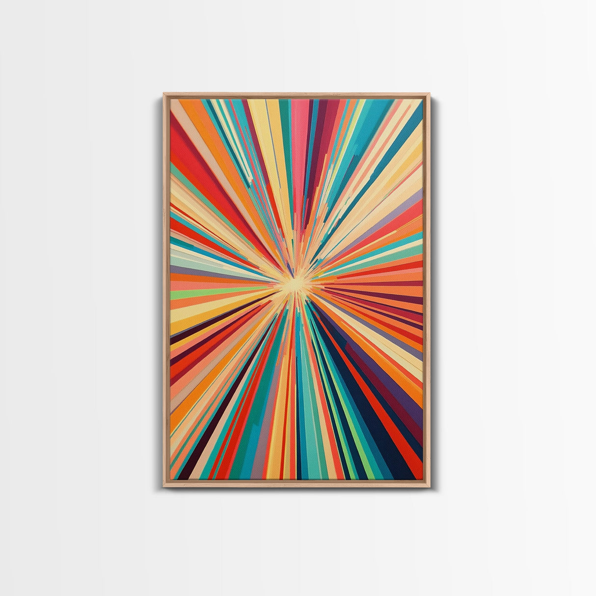 Mid Century Modern Colorful Bohemian Art Print, Wood Framed Wall Art, MCM Style Home Decor, Vertical Narrow Wall Art, Tall Skinny Art