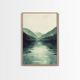 Emerald Green Landscape Painting Print, Wood Framed Canvas Art, Jade Green, Soothing Home Decor, Bed Room Wall Art