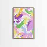 Pastel Brush Strokes Canvas Print, Wood Framed Abstract Wall Art, Dorm Room Decor for Girls