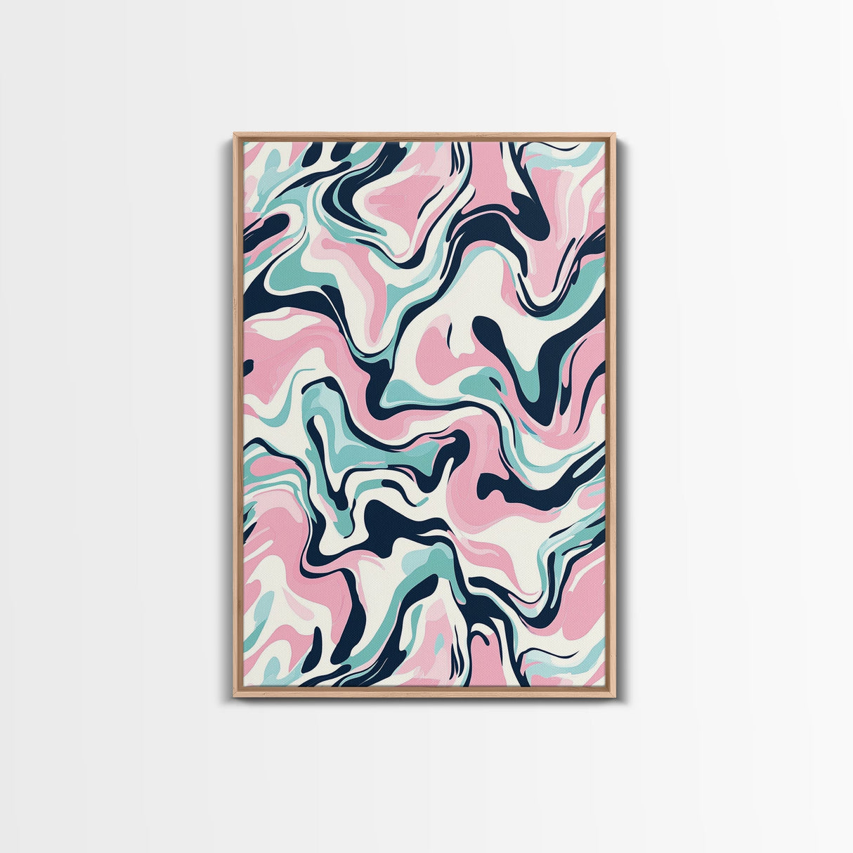 Pink, Black and Turquoise Preppy Wall Art Canvas Print, Girl's Dorm Room Wall Art, Abstract Print, Gift For Mom, Gift For Her