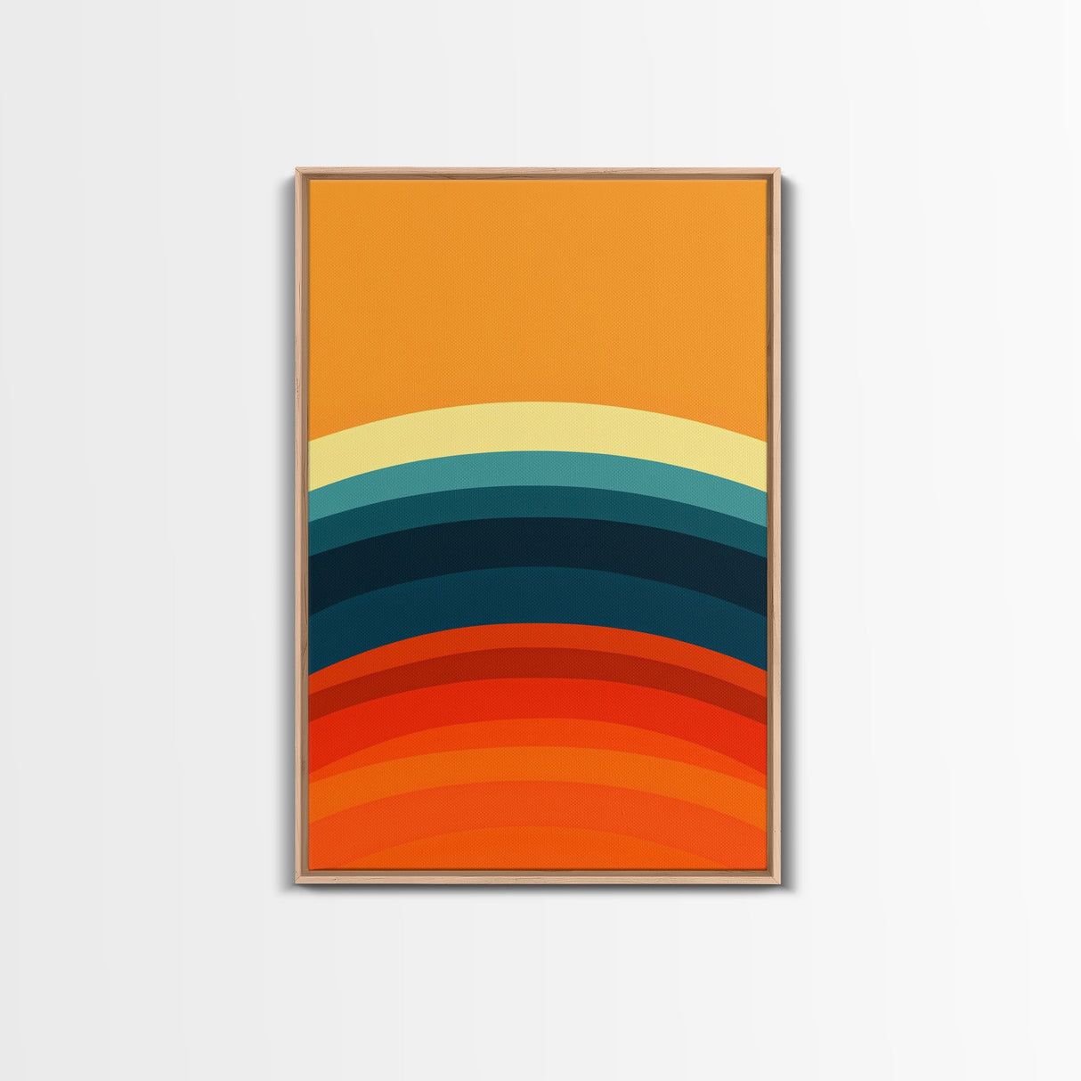 Shades Of The Sun Gradient Painting Print, Wood Framed Canvas, Minimalist Wall Art, Art Deco Inspired Living Room Decor
