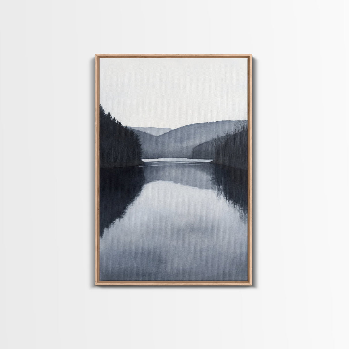 Moody Decor, Grey Scale Charcoal Sketch Print, Framed Canvas Print, Black and White Landscape Painting Print