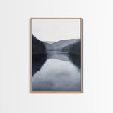 Moody Decor, Grey Scale Charcoal Sketch Print, Framed Canvas Print, Black and White Landscape Painting Print